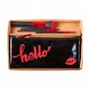 Fashion black bag Red lip gloss cosmetic brush with makeup pouch