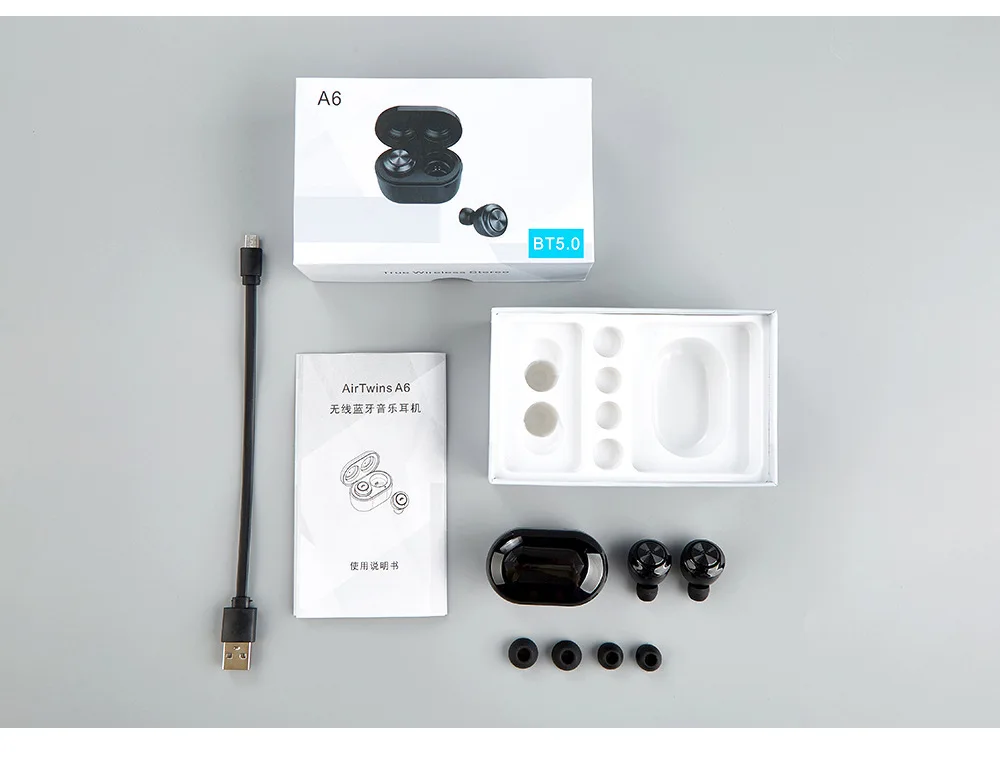 Mini Air twins A6 Wireless Earphone Blue 5.0 Tooth Tws Headphone Stereo Earbuds With Mic For Huawei iphone Samsung - ANKUX.COM