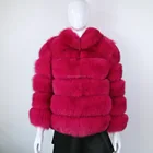 Top fashion canadian winter warm collar fur coat for women real fox fur coat