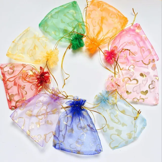 mix colors jewelry packing wedding gift drawable organza bags