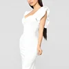 Custom Design Women Elegant Ruffle Sleeve White Midi Dress