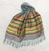 Fashion woge factory better sold beautiful girls cheaper long scarf muffler pashminas scarf rayon jacquard stripe fringes shawl