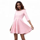 Guangzhou Liule 2019 new style women's clothing pink elegant casual dresses for young sexy ladies.