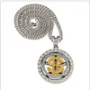 Fashion heavy dollar shaped rotating pendant crystal gold plated necklace for men