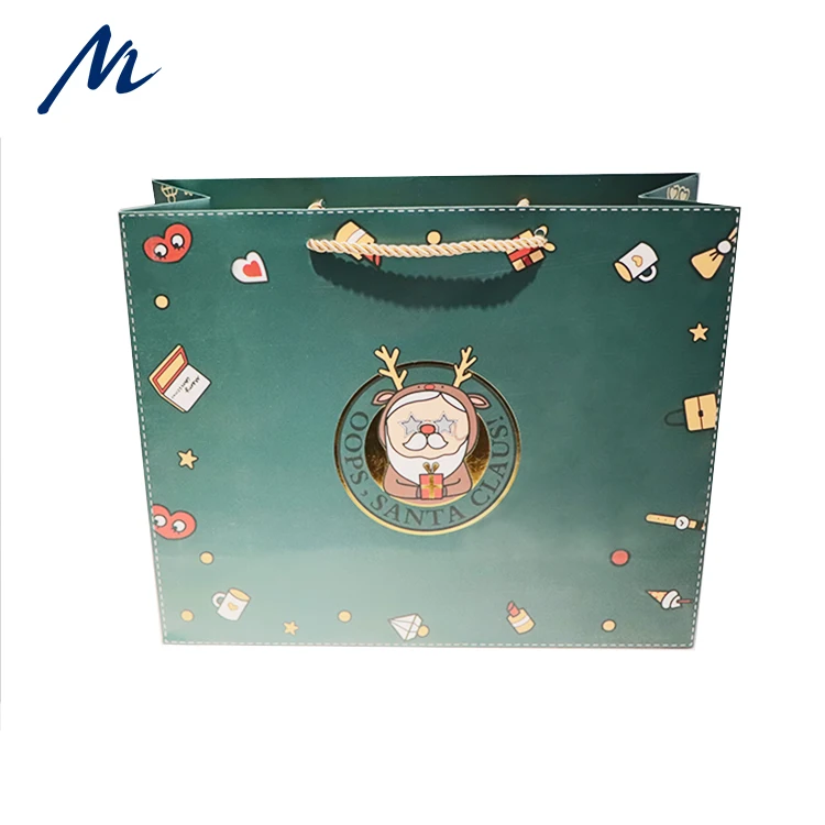 merry christmas customized logo printed gift paperboard handbag