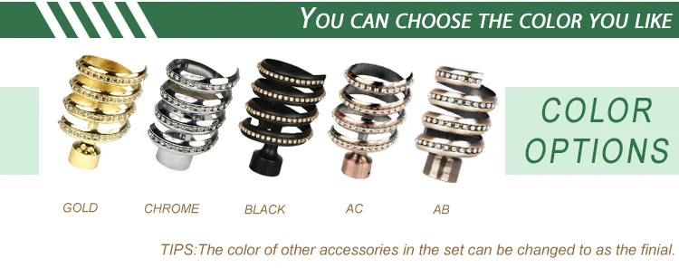 Home decoration Single double curtain pole set metal curtain rods