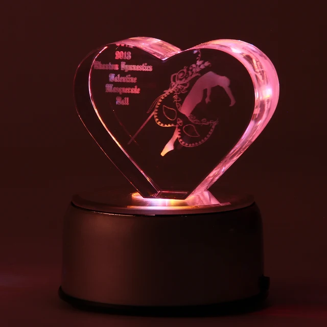 dance image laser engraving crystal heart wedding souvenir gifts