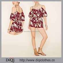 Dresses Women Summer V-neckline Cami Straps Romper Floral Open-shoulder Playsuit