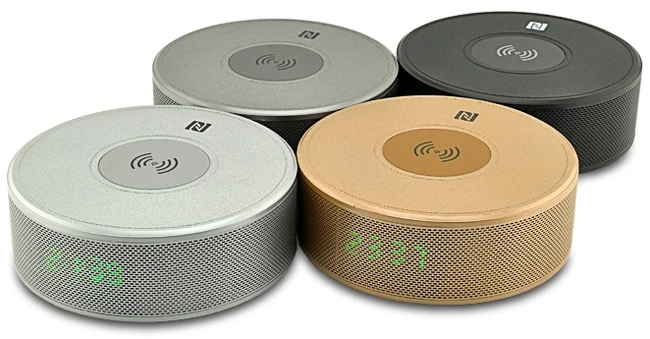 Latest product 2018 wireless charger bluetooth speaker with alarm clock qi charging - ANKUX.COM