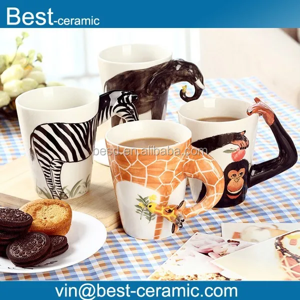 cute animal designs 3d ceramic coffee mug