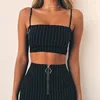 Sexy Striped 2 Two Piece Set Women Clothing Mini Dress Suits