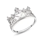 Genuine Silver Ladies Fashion Rings Crown Engagement Ring For Her