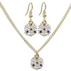 Newest design alloy full rhinestone snowflake shape earrings necklace jewelry set for christmas decoration