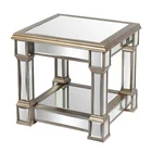 Minhou factory mirror furniture coffee side table with champagne edge