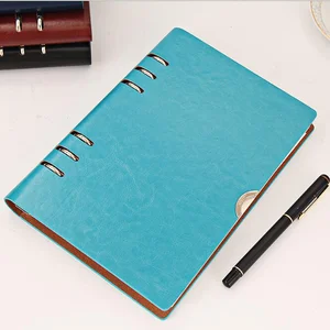pu leather loose leaf business round ring binder cover notebooks