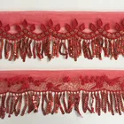 embroidery fringe sequins fringe chiffon,long sequin fringe for latin dance dress graduation tassel