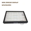 Mini brand black leatherette velvet earring tray with lid cover wooden storable jewelry display tray