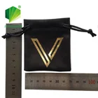 Black Custom Velvet Jewelry Gift Packaging Bag Pouch with Logo Printing