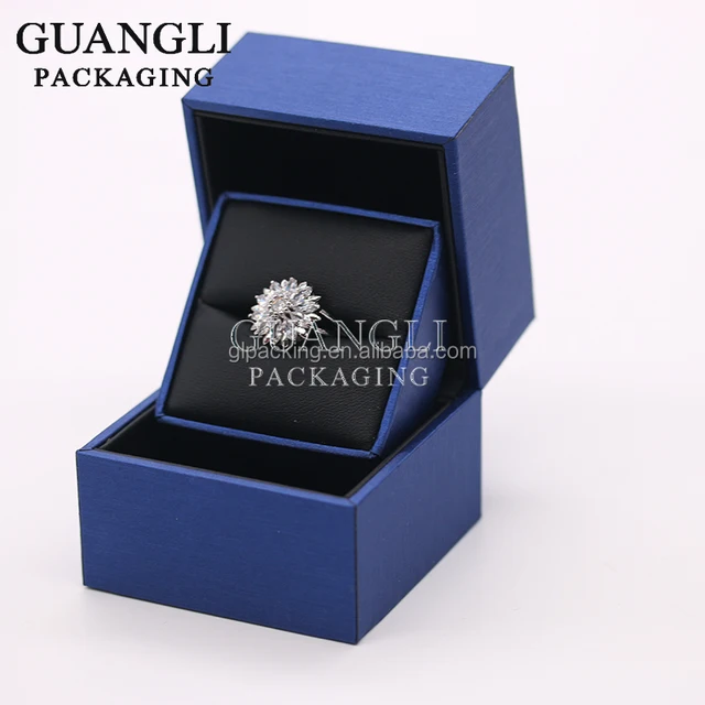 high-end blue leather packaging box jewelry ring/cufflinks