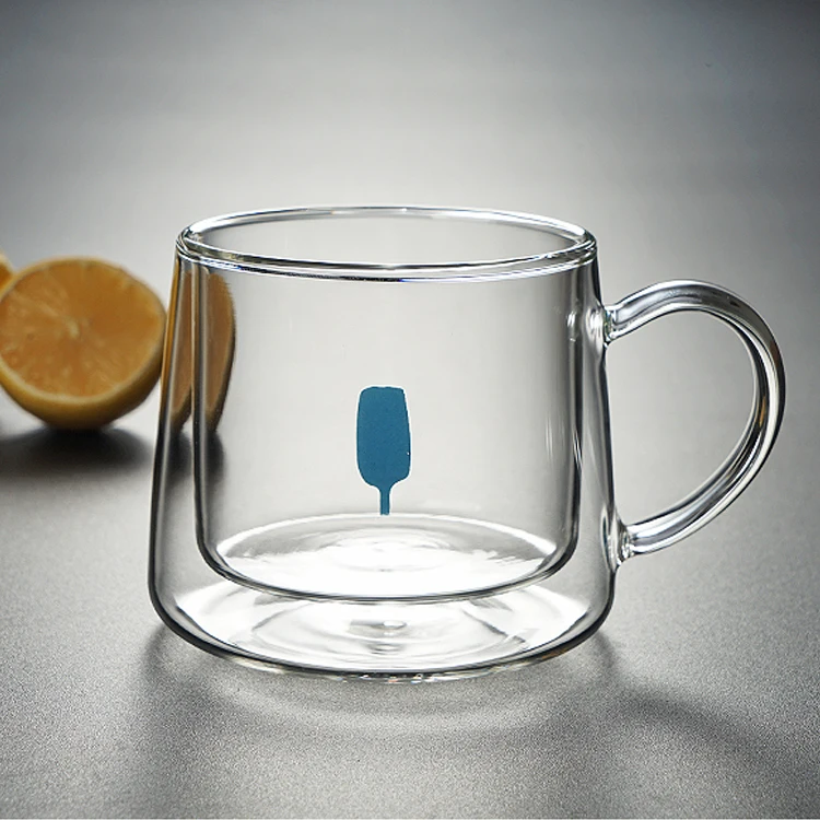 250ml Insulating Teacup Double Layer pyrex glass coffee mug with handle