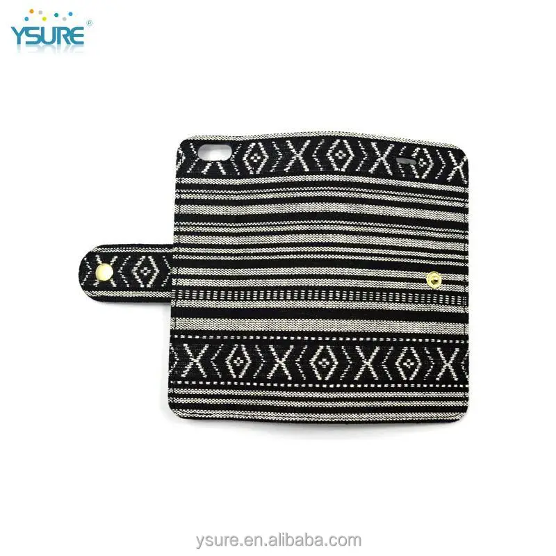 Chinese Style Fashion Dark Fabric Wallet Leather Phone Case For Alcatel One Touch POP C5 with PVC ID and credit card slots