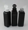 100ml Black Square Flip cap bottle Essential oil /shampoo Travel cosmetic packaging materials PET small empty bottles