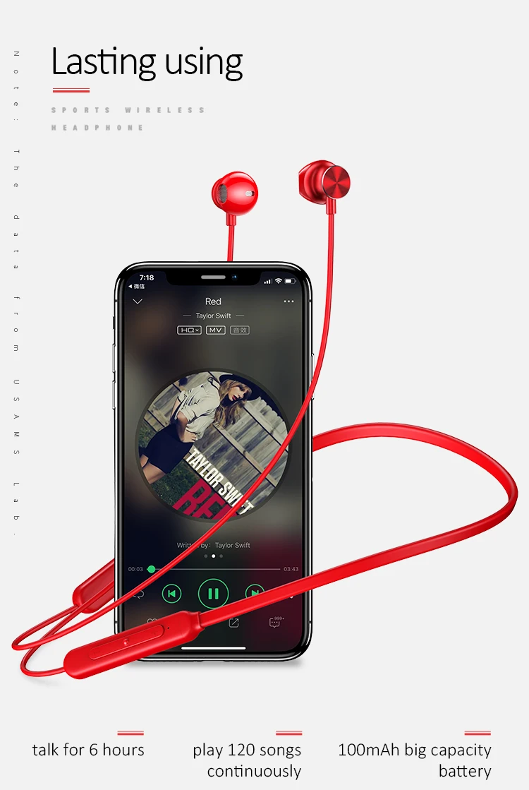 USAMS US-YD001 V4.2 Portable Handfree For Mobile Earbuds Wireless Sports Headphone - ANKUX.COM
