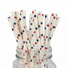 Vintage Red Blue Star Paper Drinking Straws Pack Of 250PCS Party Supplies