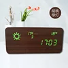 Electronic wood clock LED wooden Weather Station Clock