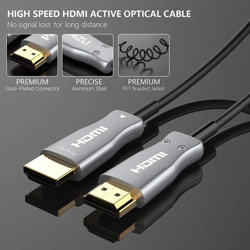 Fiber HDMI cable Manufacturer 10M 15M 20M 30M 50M 70M 80M 100M 4K/60Hz RGB 4:4:4 18Gbps Fiber Optic HDMI 2.0b cable - ANKUX.COM
