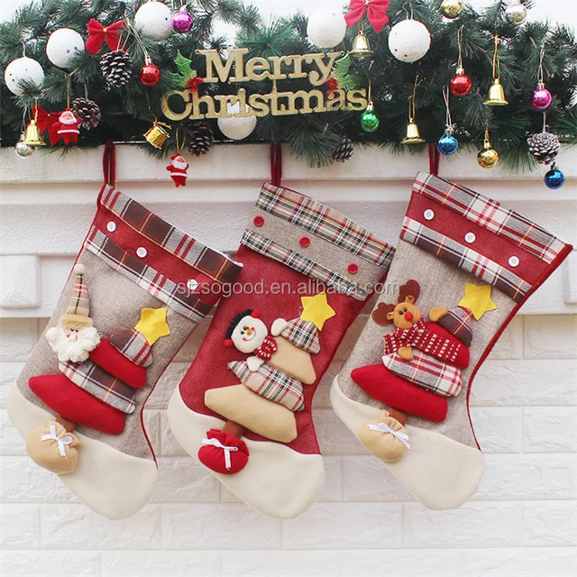 decoration fabric christmas stocking christmas sock gift for