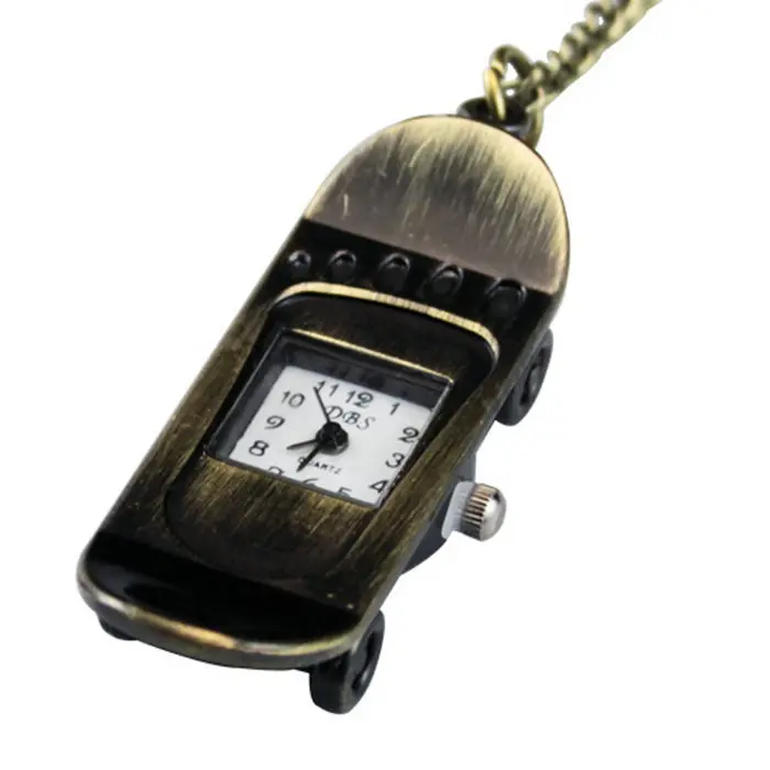 Women Vintage Cellphone Design Quartz Pendant Pocket Watches Necklace Men Antique Cute Bronze Cartoon Gift