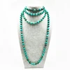 ST0308 8mm Natural Turquoise Bead Making 60 inch long green stone necklace Women Fashion Boho Necklace