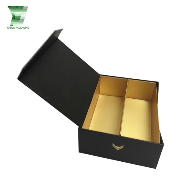 custom gold cardboard wine packing gift boxes double 750ml