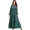 2019 Fashion Muslim Ladies Abaya Dress Long-sleeve Embroidered Multi-layer Folds Large Swing Loose Girl Dress Robes