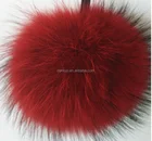 Dyed genuine 15cm raccoon fur pompoms New real fur ball for shoes ,hat ,bags charms pendant accesoory