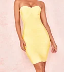 L3002 new coming sexy polyester hot sell lemon strapless bandage dress company