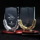 Crystal With Metal Crystal New Crystal Glass With Metal Prize With Wooden Base