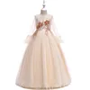 2019 western fashion 4 colors kids children wedding party illusion long sleeves princess tulle flower girl dress