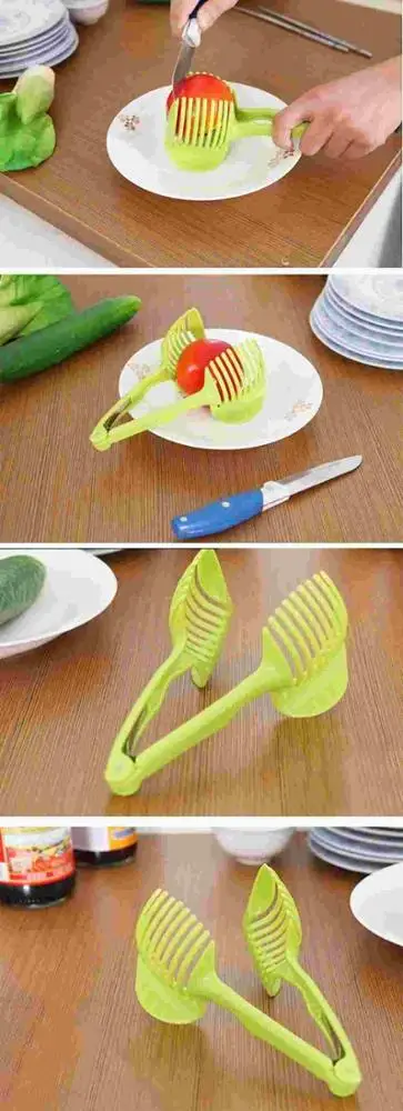 Vegetable Cutter Slicer Tomato Onion Slicer Holder Food-Grade Plastic Fruit Vegetable Cutters Kitchen Gadgets Slice KC1365