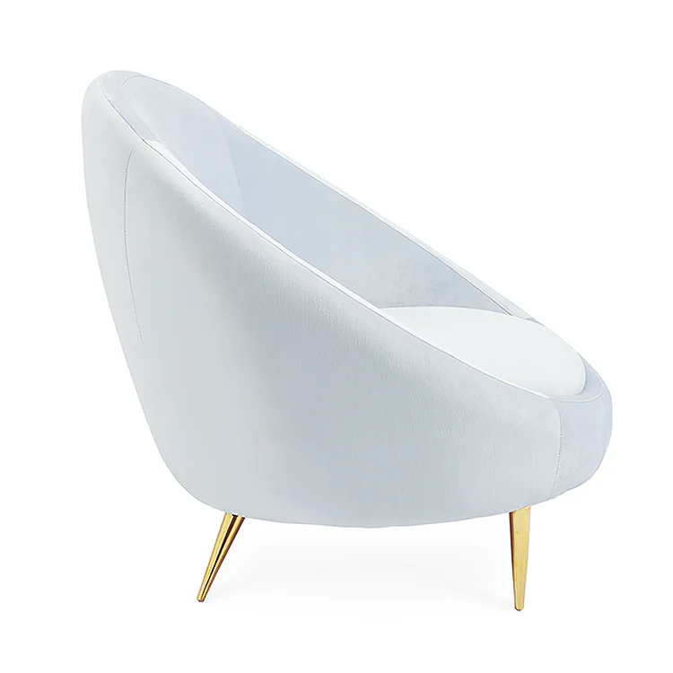 Hot leisure portable movable big round relaxing arm seater cafe one side brass sofa lounge armchair with single sitting  sofa ch