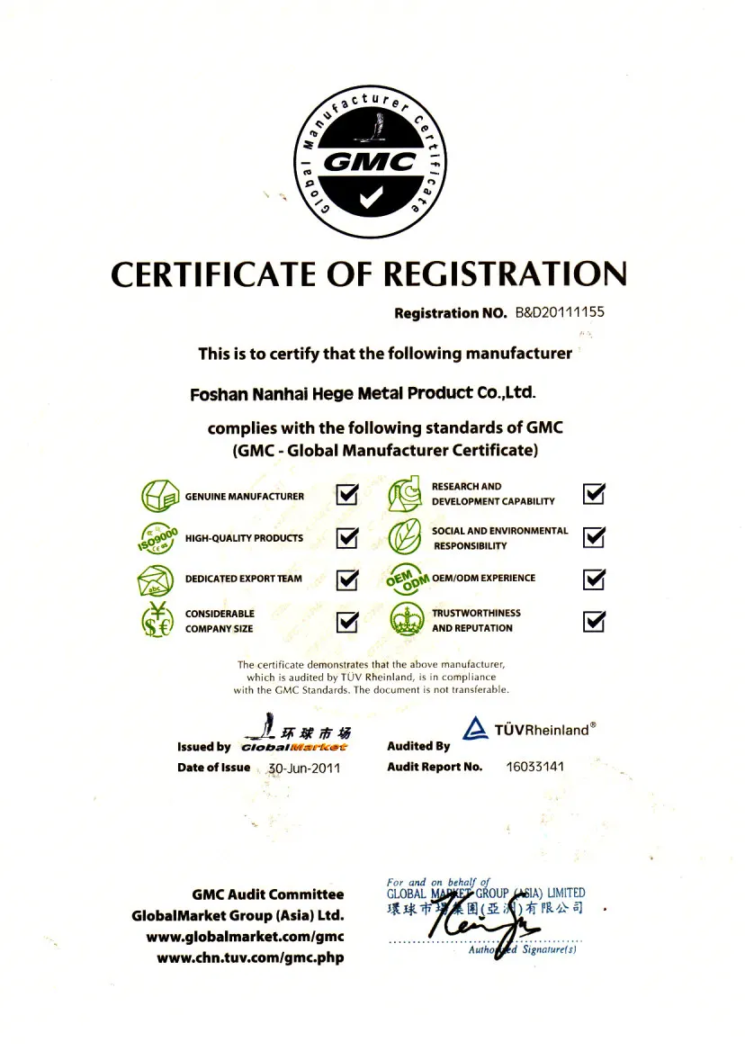 global manufacturer certificate