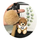 2019 New Arrival Cute Bag Pendant PVC T-shirt Bear Toy Fluffy PomPom Keychain Surprise Gift For Kids