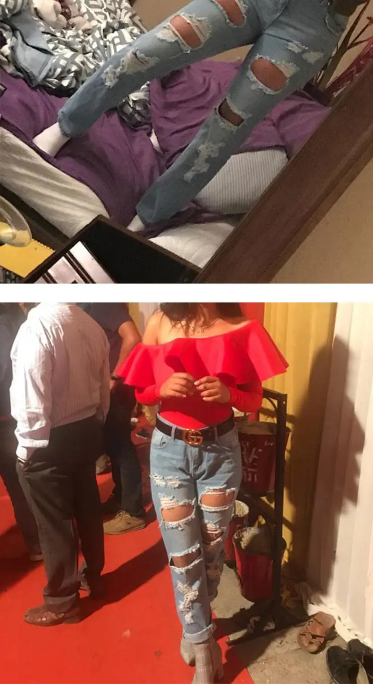 Ripped High Street Boyfriend Style Blue Denim Ripped Jeans Women