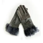 Warm Rex Rabbit Fur cuff fashion bowknot women gloves winter