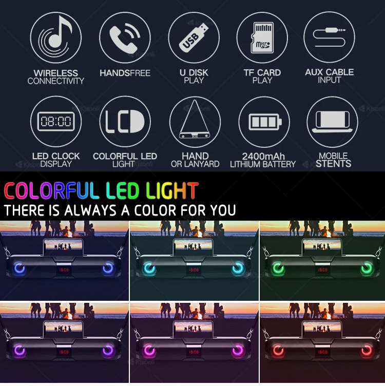 2400mAh Output Power Backpack Long Portable Speaker With TF AUX FM LED Phone Stand - ANKUX.COM
