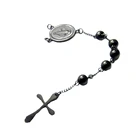 Stainless Steel Christian Rosary Catholic Beaded Chain Cross Pendant Necklace