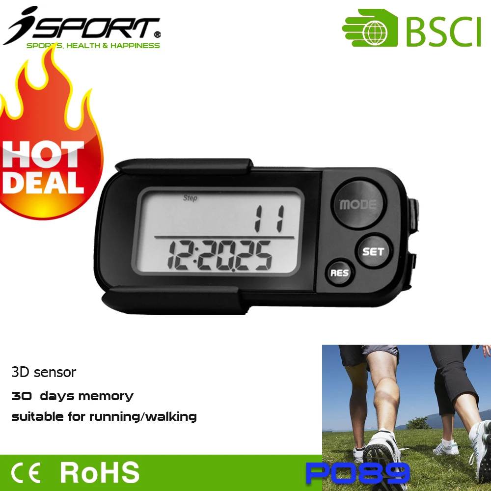 BSCI Audited Factory Wholesale 2015 Hot Sale Belt Clip Lanyard Easy Carry Fitness Gadget Pedometer P089