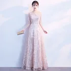 2019 New Banquet Elegant Slim Lady Party Wedding Lace Long Evening Dress