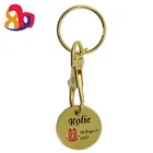 Promotion shopping cart commemorative trolley gold double faced token coin keychain for Festive wedding